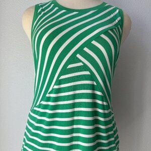 CAbi Amelia Tank #5758 Sleeveless Green & White Stripe-L